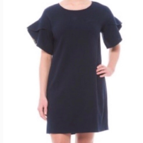 Heyton Navy Ruffle Sleeve T-shirt Dress Shift L - Picture 5 of 8